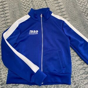 Blue and White Zip-Up Jacket